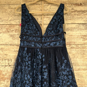 NAVY/FLORAL A LINE GOWN