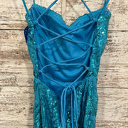 AQUA SPARKLY SHORT DRESS