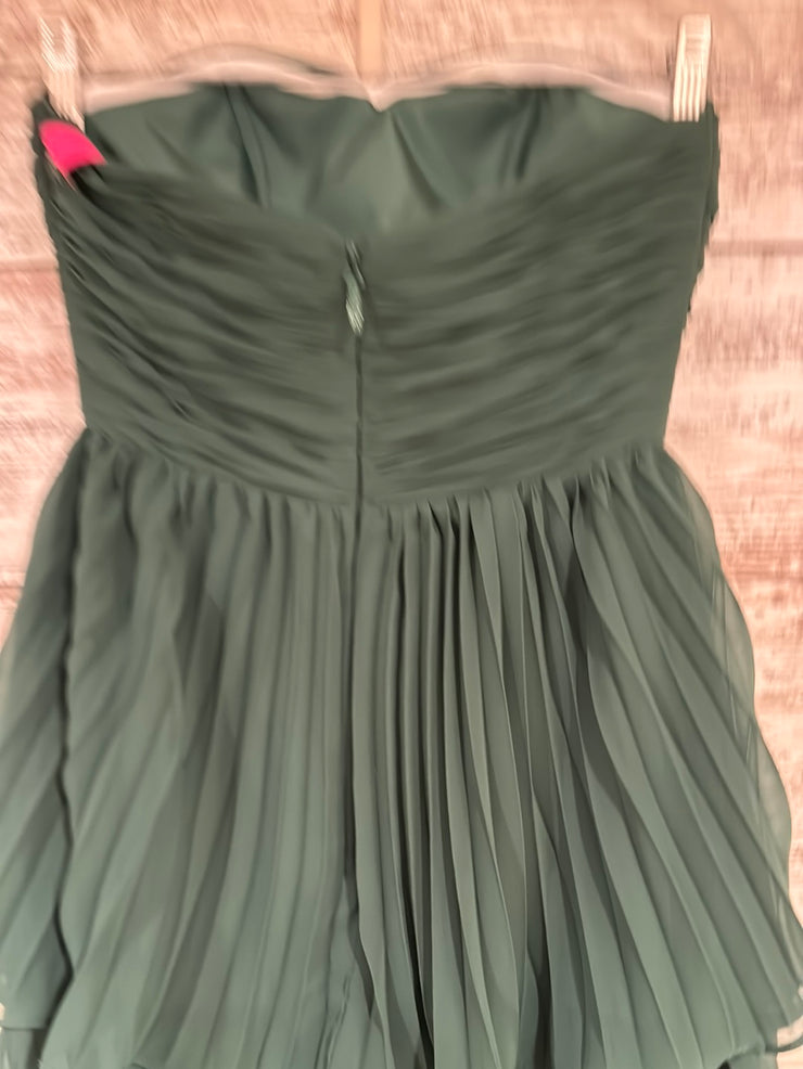 GREEN TIERED A LINE GOWN