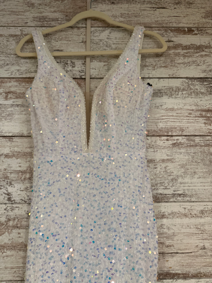 WHITE SPARKLY LONG DRESS (NEW)