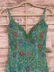 GREEN BEADED LONG DRESS (NEW)