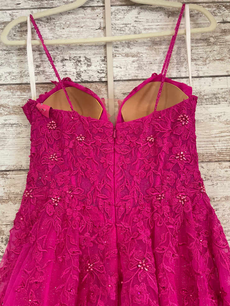 PINK/FLORAL A LINE GOWN