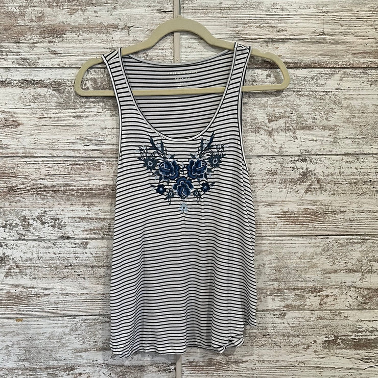 WHITE/BLUE STRIPED SLEEVELESS