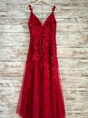 RED/FLORAL A LINE GOWN