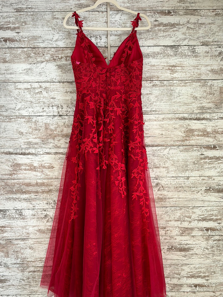 RED/FLORAL A LINE GOWN