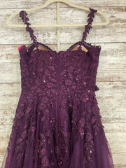 PURPLE/FLORAL A LINE GOWN