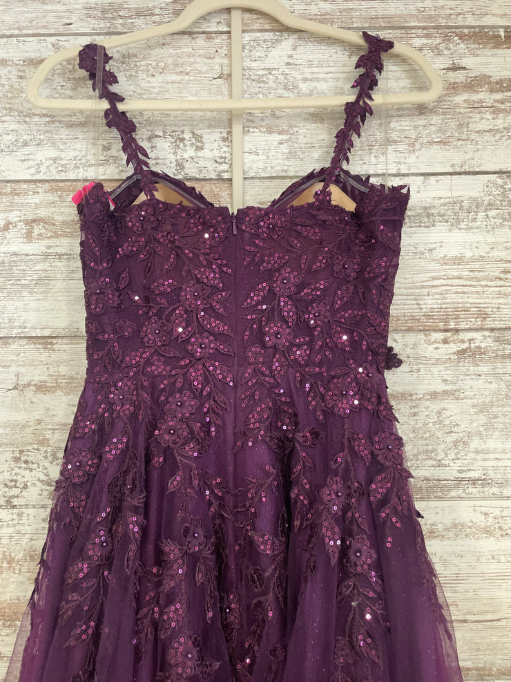 PURPLE/FLORAL A LINE GOWN