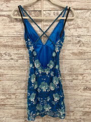 BLUE/FLORAL SEQUIN SHORT DRESS