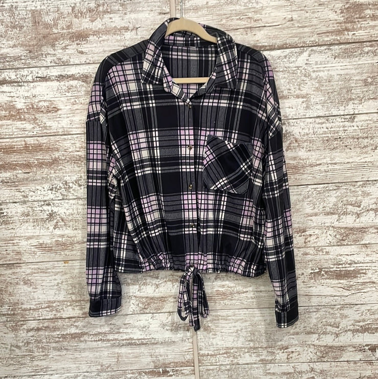 BLACK/PINK PLAID LONG SLEEVE