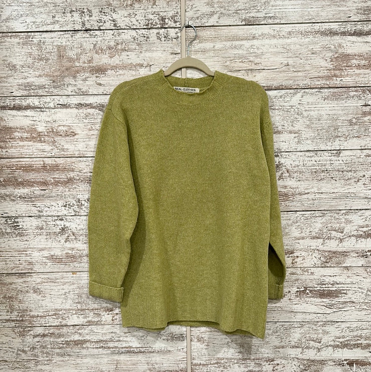 GREEN LAMBSWOOL BLEND SWEATER