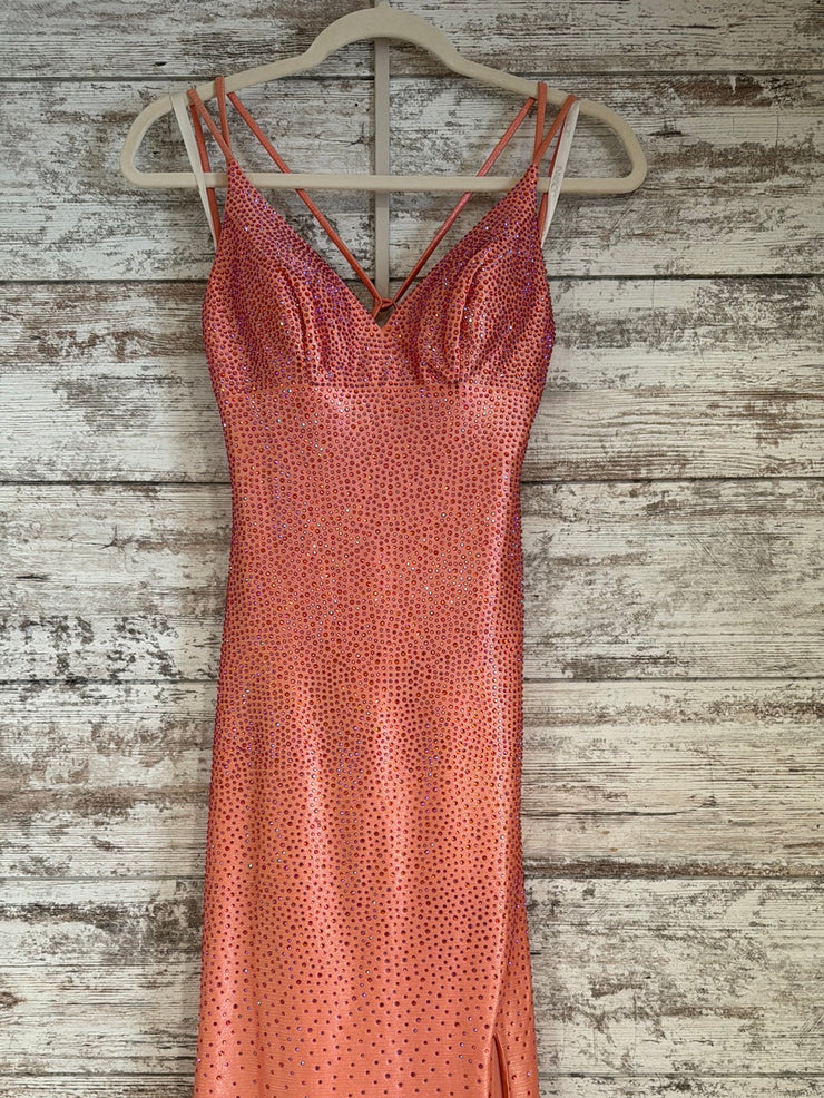 PEACH BEADED LONG DRESS