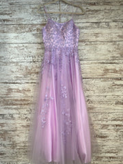 PURPLE/FLORAL A LINE GOWN