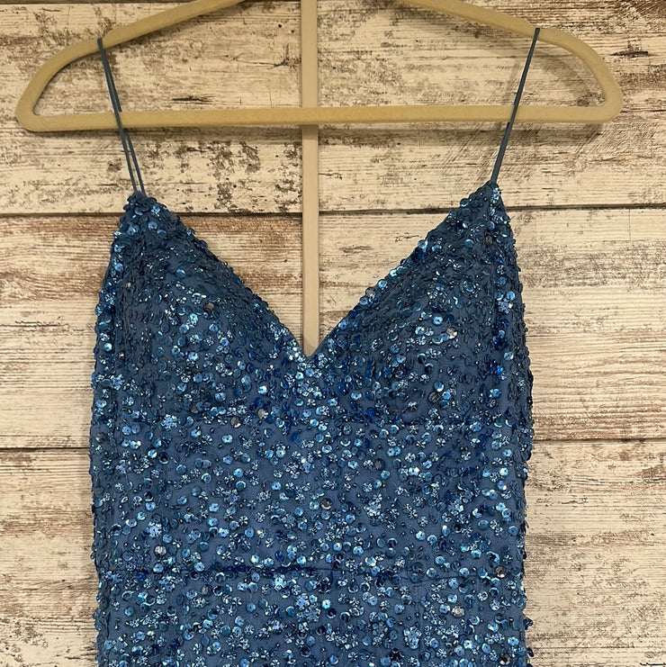 BLUE FULL SEQUIN LONG DRESS