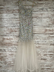 WHITE BEADED MERMAID GOWN