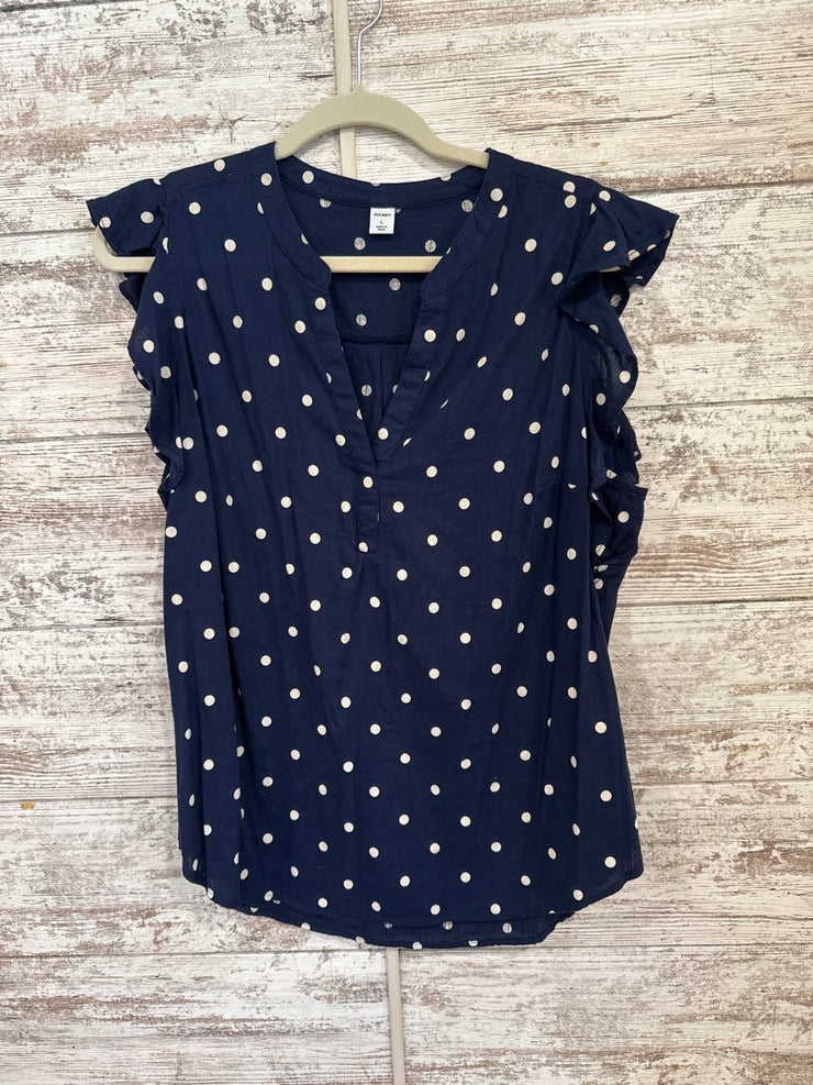 NAVY/TAN POLKA DOT TOP