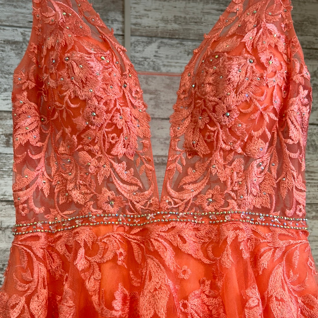 CORAL/FLORAL A LINE GOWN – Savvy Seconds Boutique