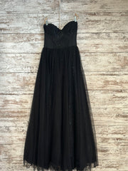 BLACK SPARKLY A LINE GOWN