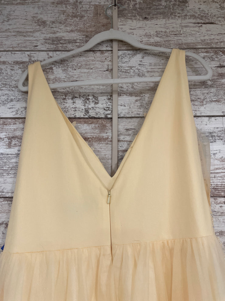 YELLOW/FLORAL A LINE GOWN