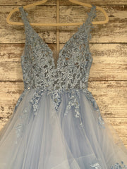 BLUE LAYERED A LINE GOWN