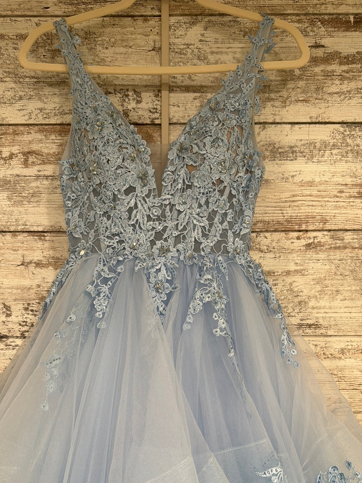 BLUE LAYERED A LINE GOWN