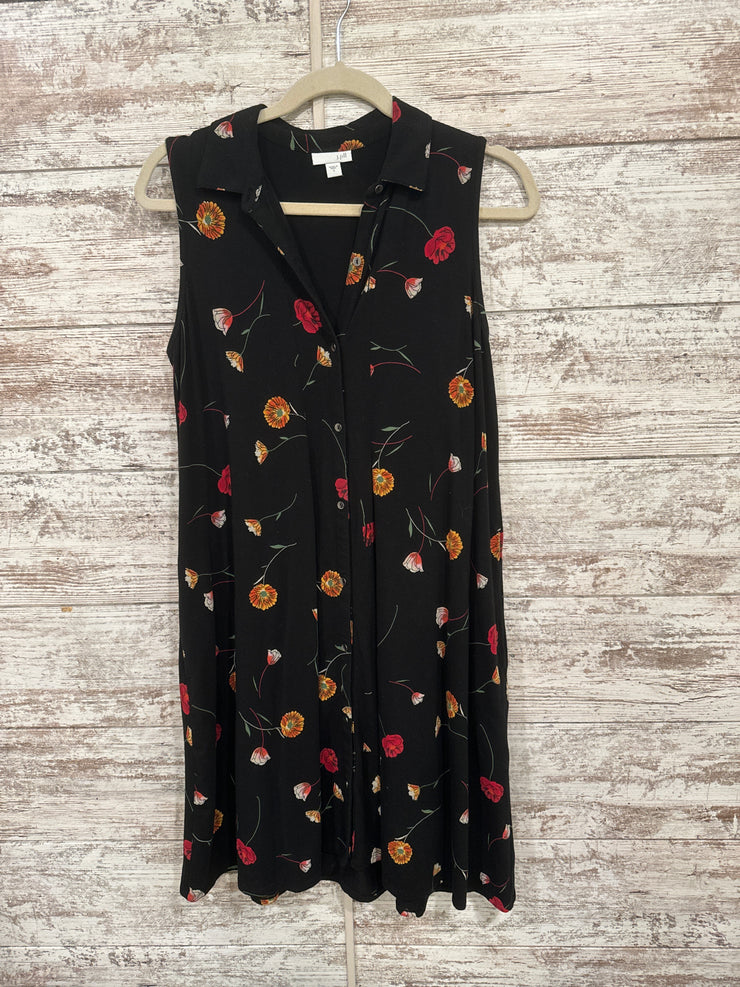 BLACK/FLORAL SLEEVELESS DRESS