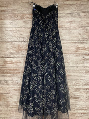 NAVY/GREEN SPARKLY A LINE GOWN