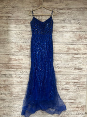 ROYAL BLUE SPARKLY LONG DRESS