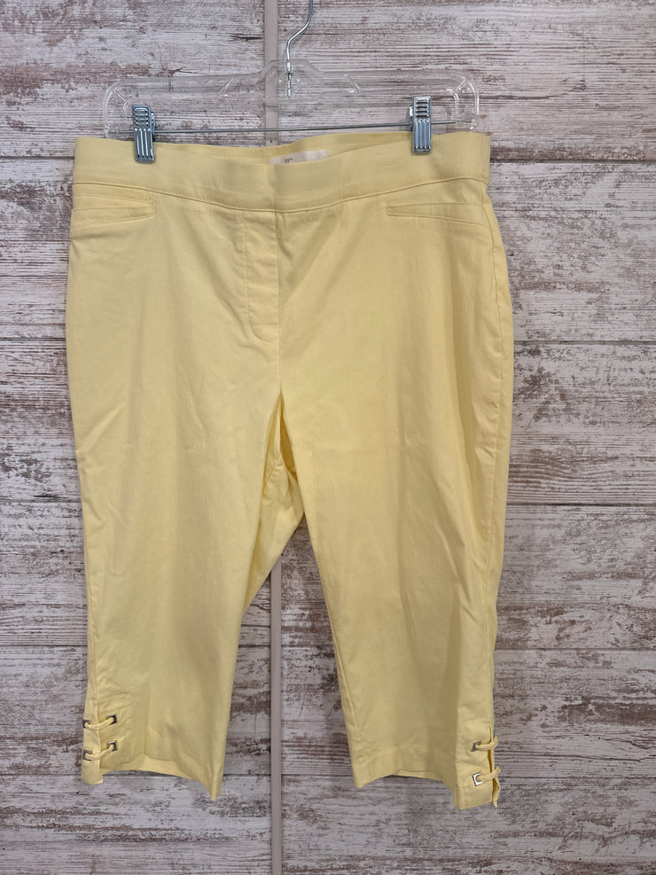 YELLOW STRETCH CROP PANTS