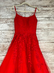 RED/FLORAL A LINE GOWN