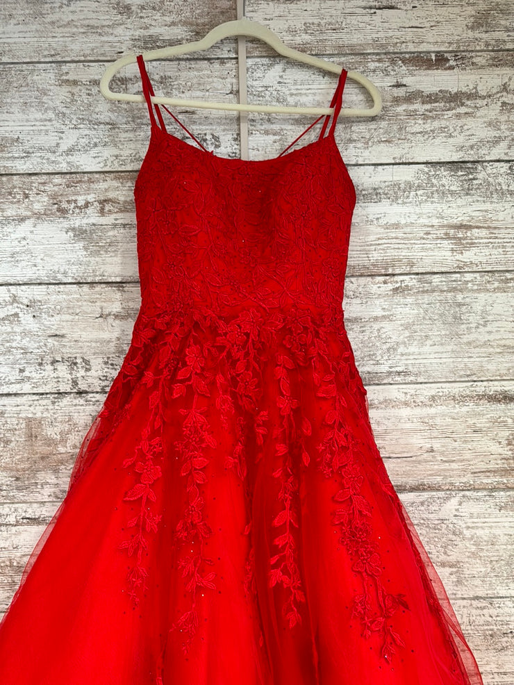 RED/FLORAL A LINE GOWN
