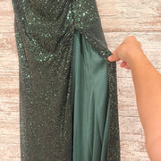 GREEN SPARKLY LONG EVENING GOW