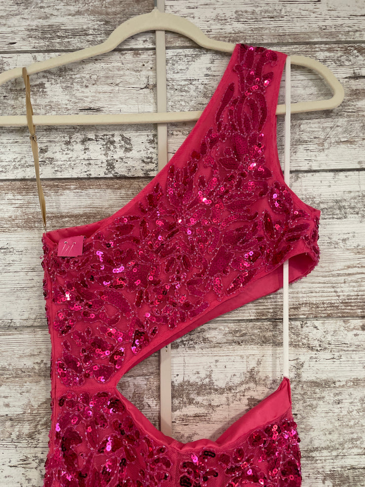PINK SEQUIN CUT OUT LONG DRESS