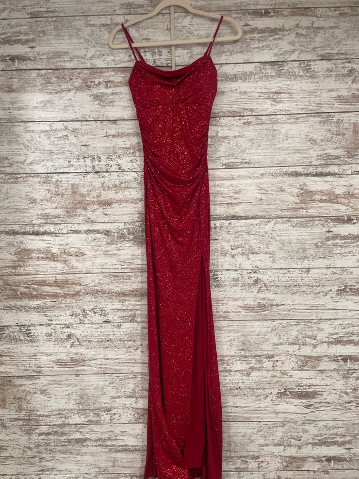 RED SPARKLY LONG EVENING GOWN
