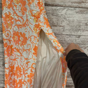 ORANGE/WHITE SEQUIN LONG DRESS