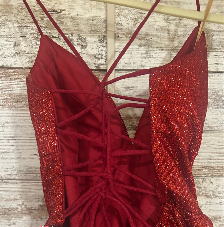 RED SPARKLY A LINE GOWN (NEW)