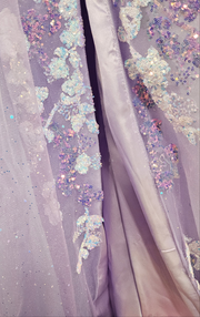 LAVENDER SPARKLY A LINE GOWN