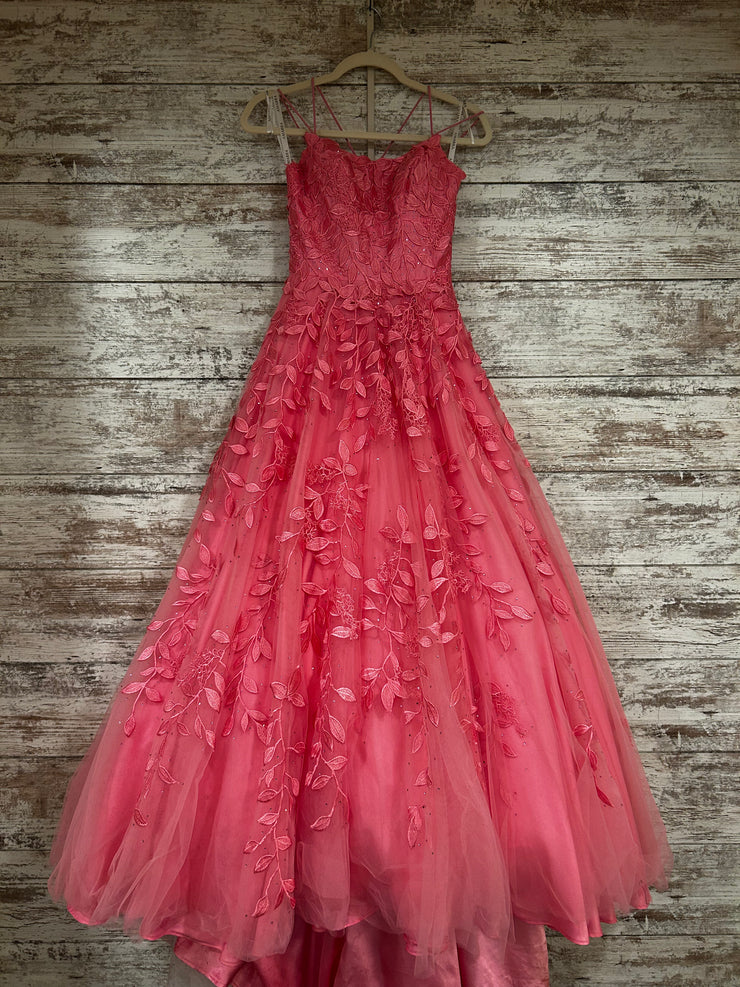 PINK/FLORAL A LINE GOWN