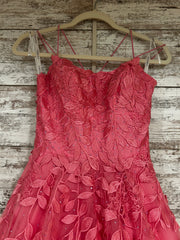 PINK/FLORAL A LINE GOWN