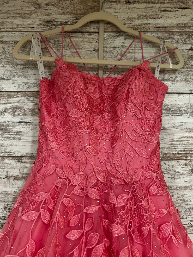 PINK/FLORAL A LINE GOWN