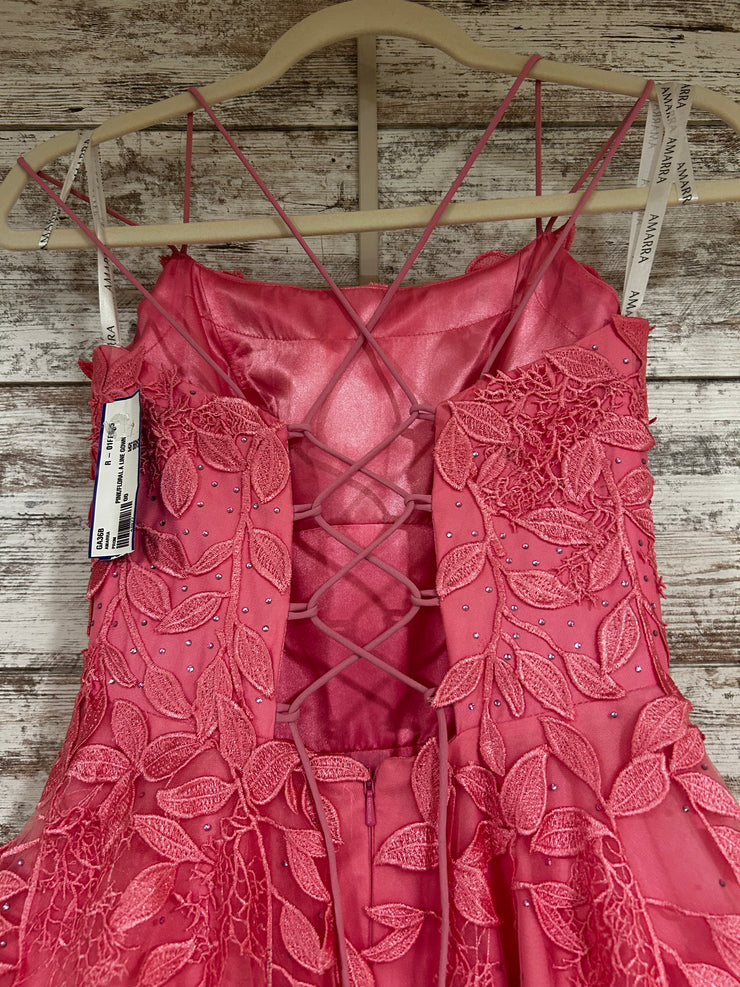 PINK/FLORAL A LINE GOWN