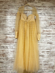 TAN A LINE GOWN W/SLEEVES -NEW