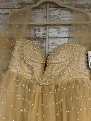 TAN A LINE GOWN W/SLEEVES -NEW