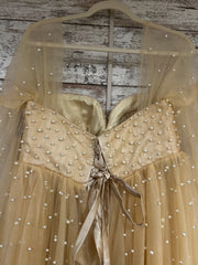 TAN A LINE GOWN W/SLEEVES -NEW
