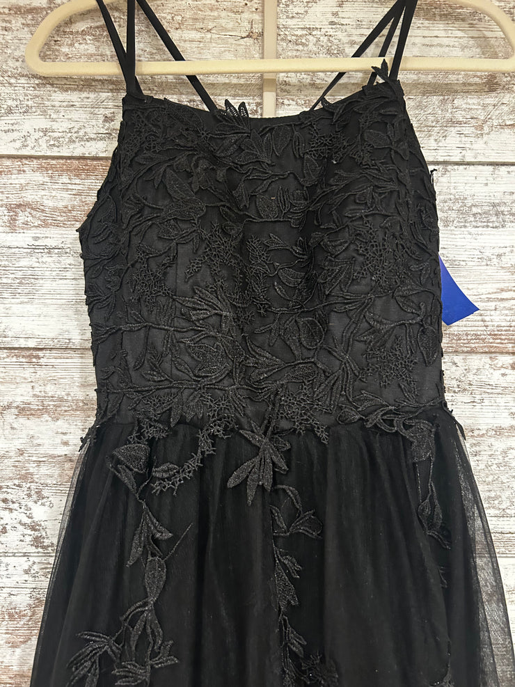 BLACK/FLORAL A LINE GOWN