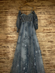 BLUE/FLORAL W/SLEEVE GOWN $798
