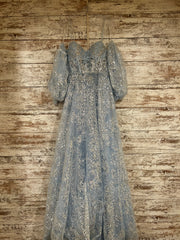 BLUE SPARKLY A LINE W/SLEEVES