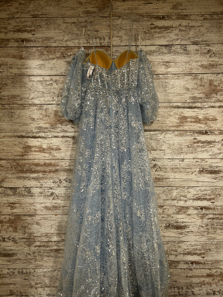 BLUE SPARKLY A LINE W/SLEEVES