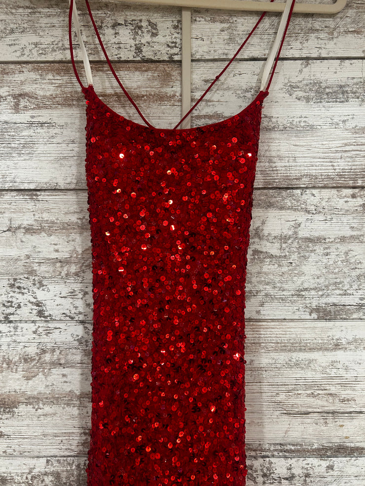 RED SEQUIN LONG DRESS (NEW)