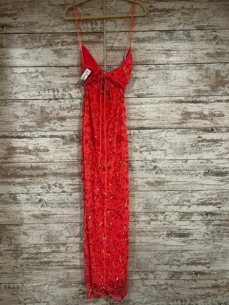 CORAL SPARKLY LONG DRESS (NEW)