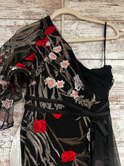 BLACK/FLORAL A LINE GOWN (NEW)